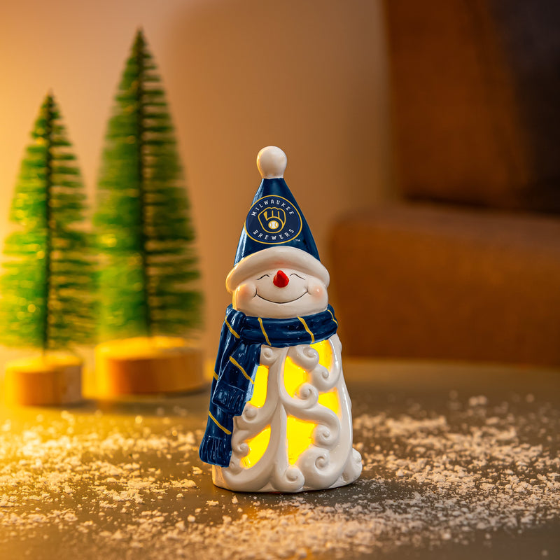 Milwaukee Brewers Snowman LED Statuary, 8"