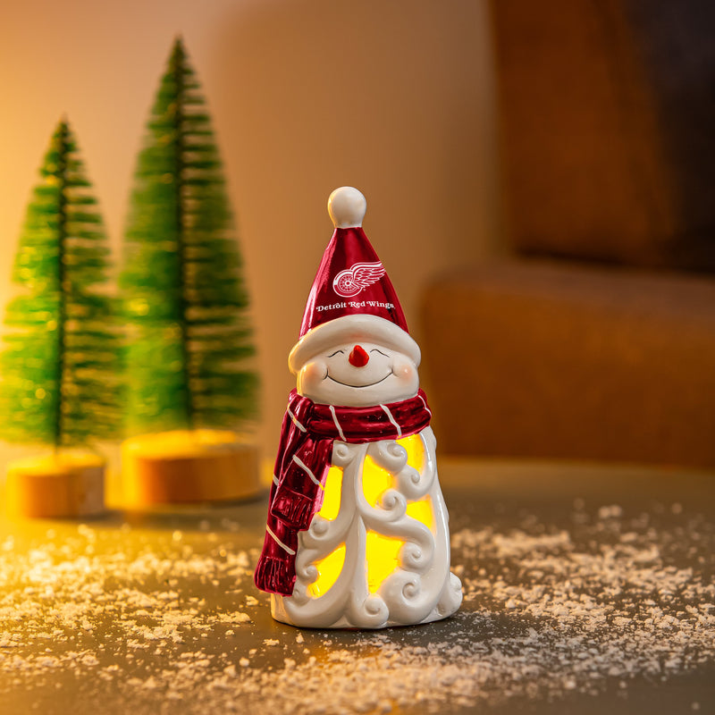 Detroit Red Wings Snowman LED Statuary, 8"