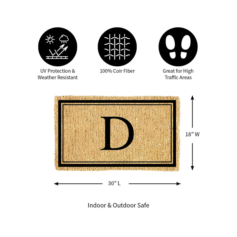 Monogram Coir Mat, Letter  "D"