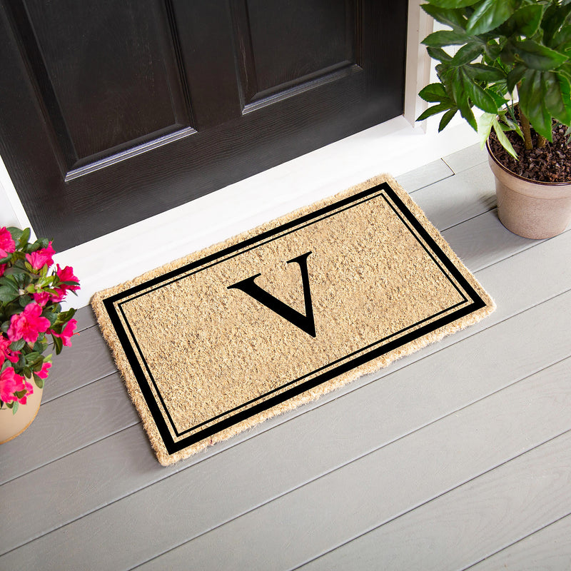 Monogram Coir Mat, Letter  "V"