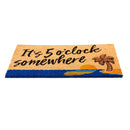 It's 5 O'clock Somewhere with Rubber Embossed Palm Tree Coir Mat