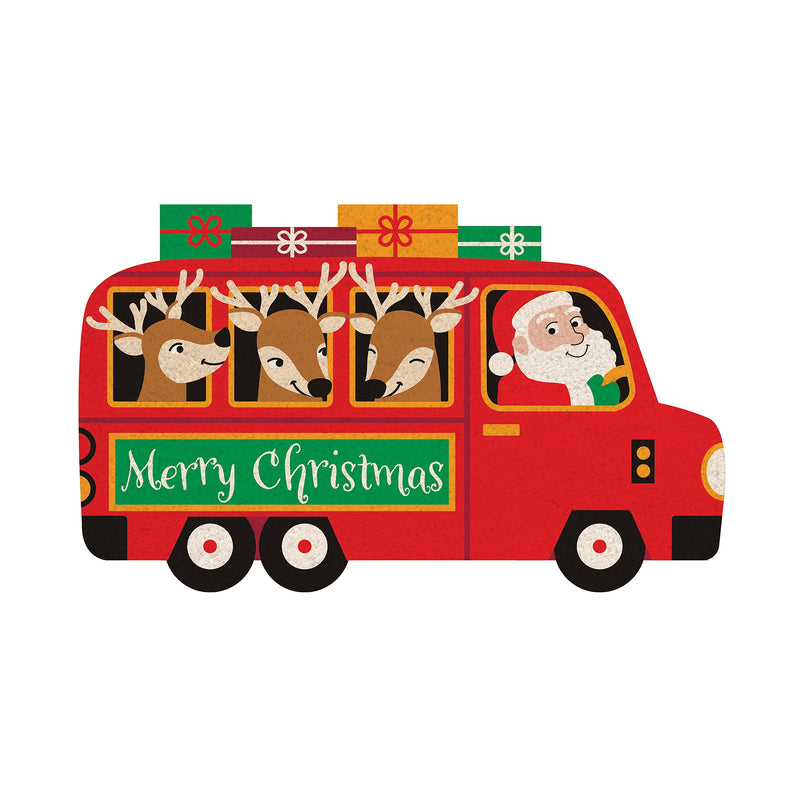 Christmas Bus Shaped Coir Mat