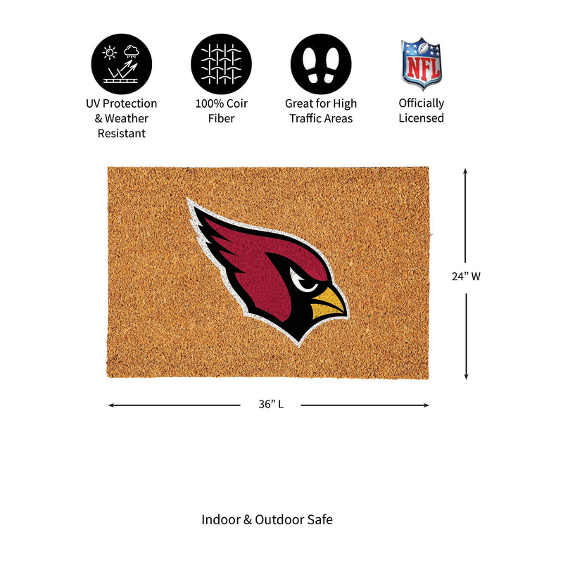 Arizona Cardinals Large Full Color Coir Mat, 36"x24"