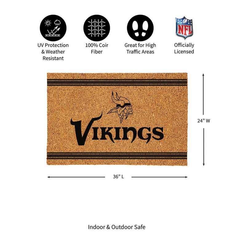 Minnesota Vikings Large One Color Coir Mat, 36"x24"