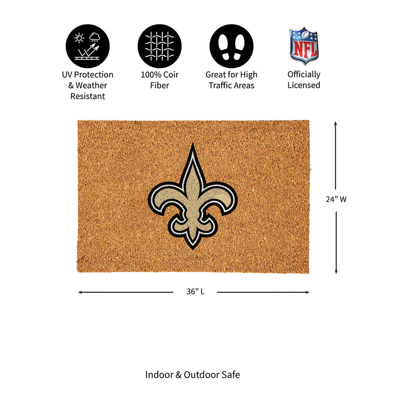 New Orleans Saints Large Full Color Coir Mat, 36"x24"