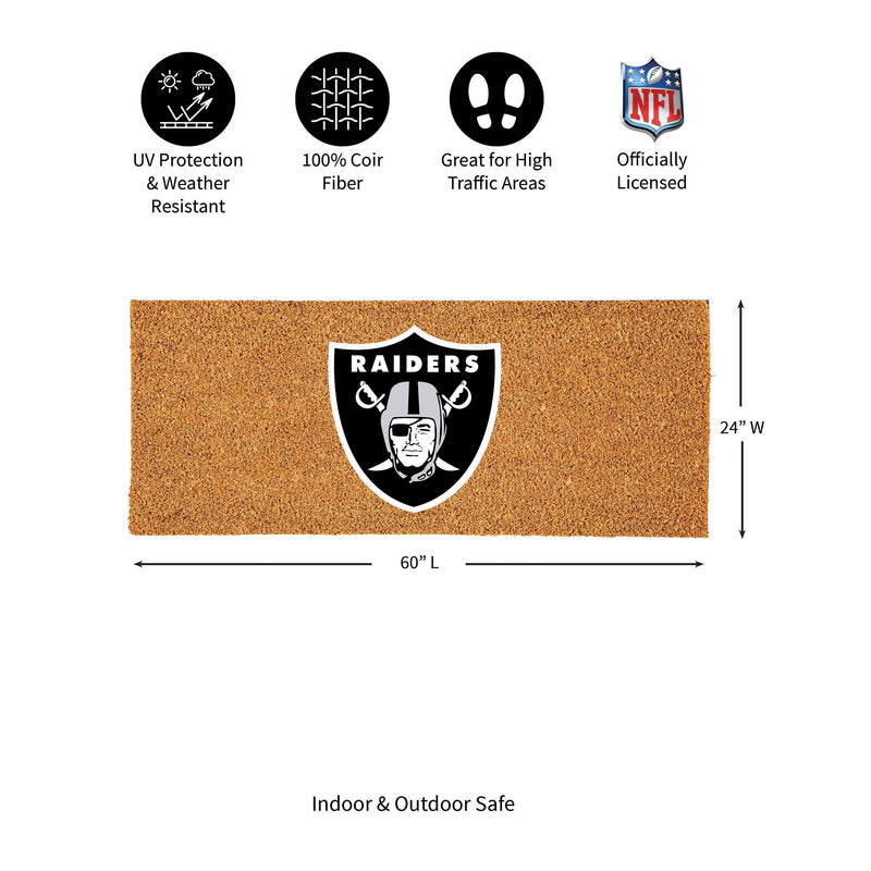 Las Vegas Raiders Extra Large Full Color Coir Mat, 60"x24"