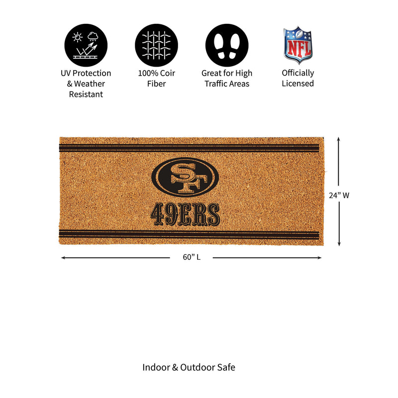 San Francisco 49ers Extra Large One Color Coir Mat, 60"x24"