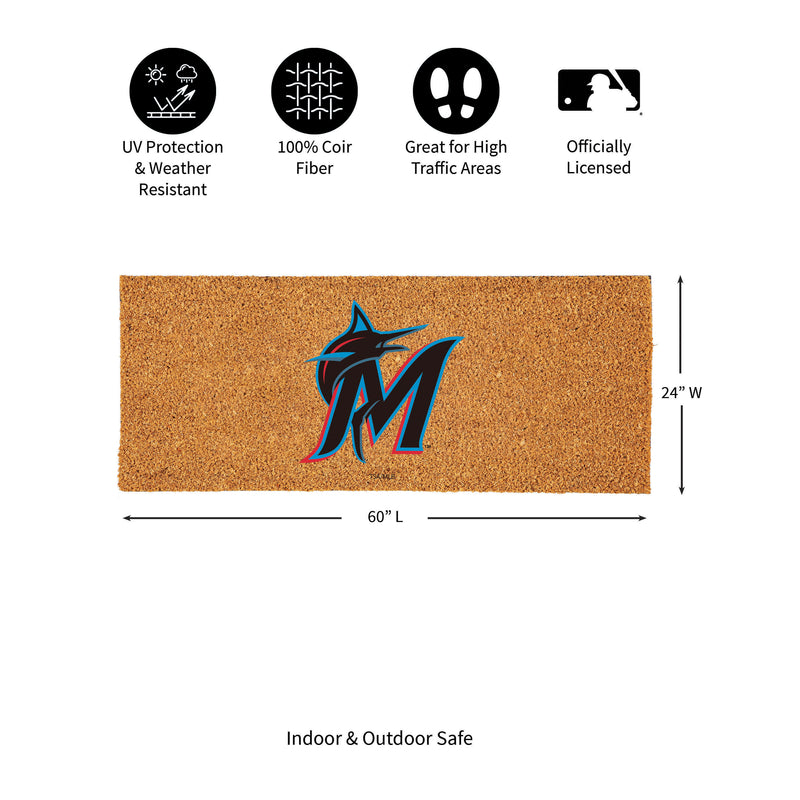 Miami Marlins Extra Large Full Color Coir Mat, 60"x24"
