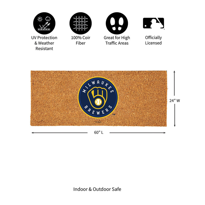 Milwaukee Brewers Extra Large Full Color Coir Mat, 60"x24"