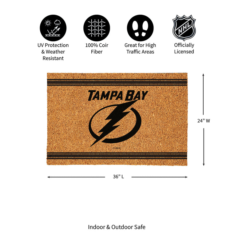 Tampa Bay Lightning Large One Color Coir Mat, 36"x24"