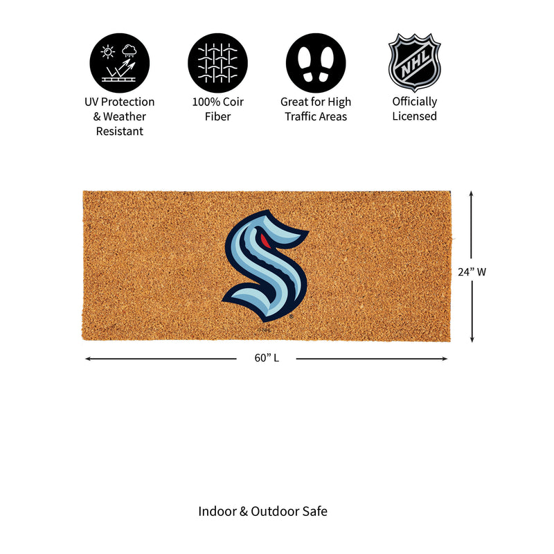 Seattle Kraken Extra Large Full Color Coir Mat, 60"x24"
