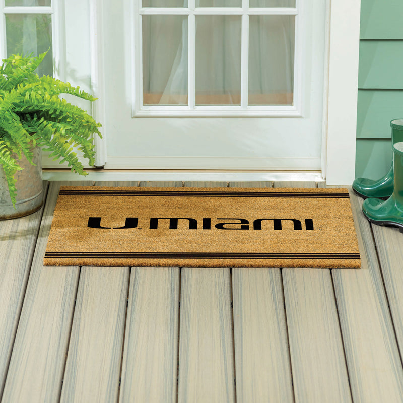 University of Miami Large One Color Coir Mat, 36"x24"