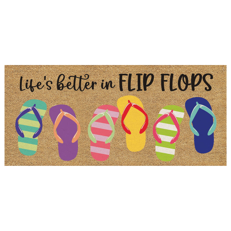 Life is better in Flip Flops Flocked Coir Sassafras Switch Mat
