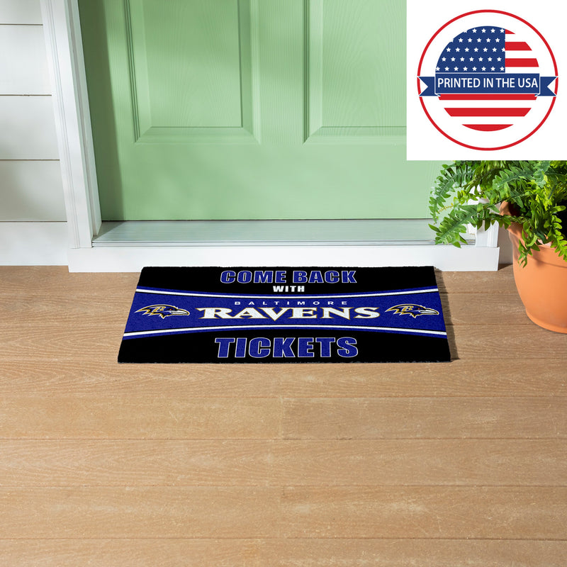 28" x 16" PVC Trapper Mat, Come Back with Tickets, Baltimore Ravens