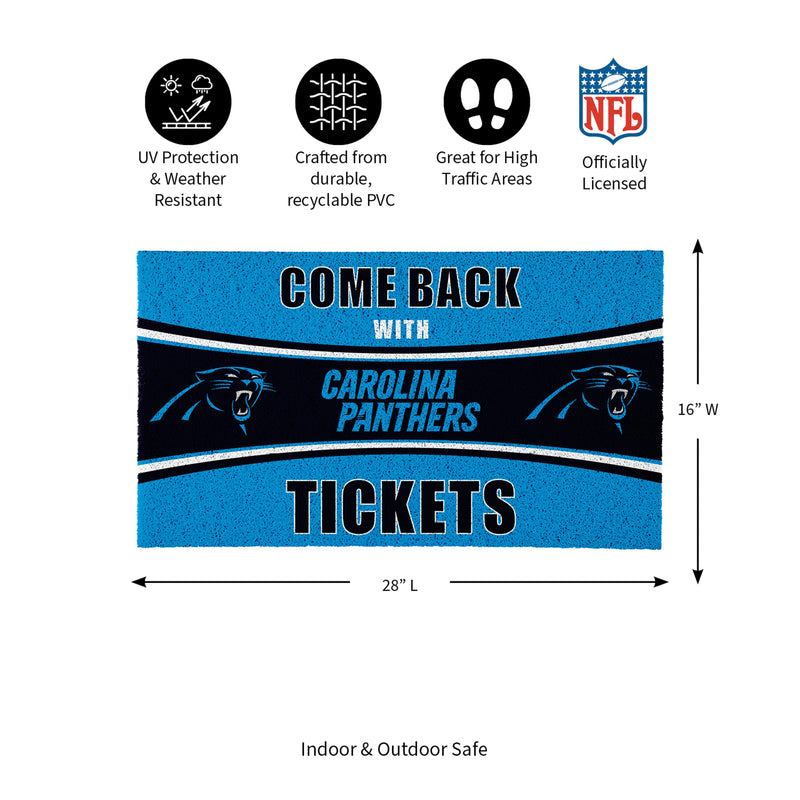 28" x 16" PVC Trapper Mat, Come Back with Tickets, Carolina Panthers