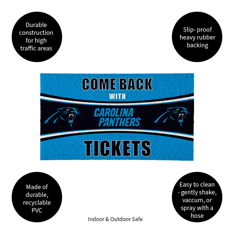 28" x 16" PVC Trapper Mat, Come Back with Tickets, Carolina Panthers
