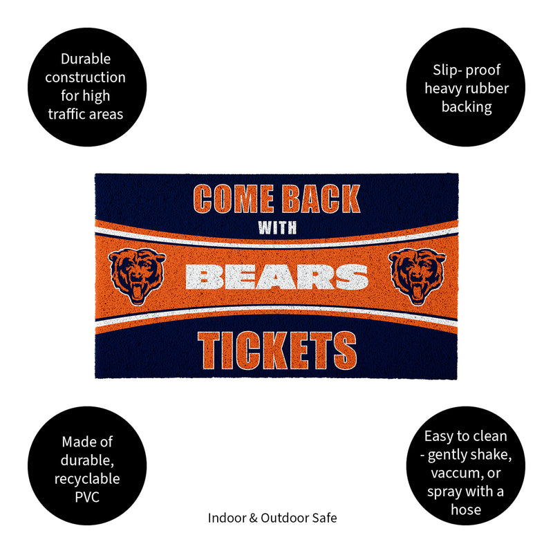 28" x 16" PVC Trapper Mat, Come Back with Tickets, Chicago Bears