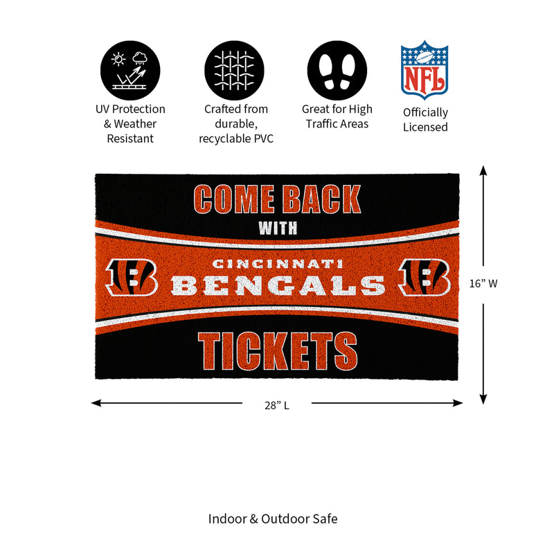 28" x 16" PVC Trapper Mat, Come Back with Tickets, Cincinnati Bengals