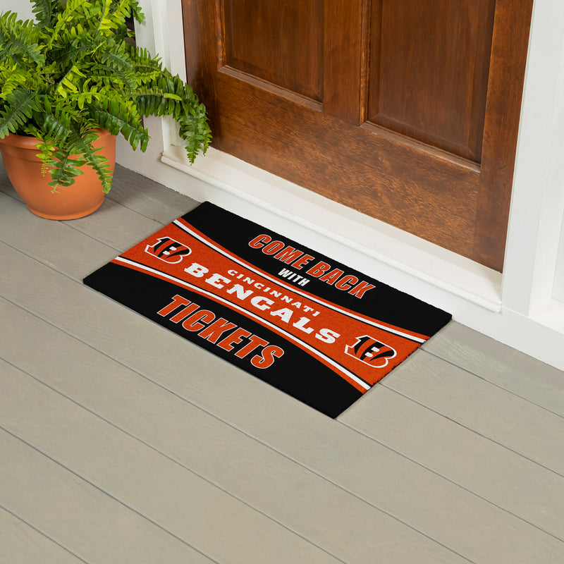 28" x 16" PVC Trapper Mat, Come Back with Tickets, Cincinnati Bengals