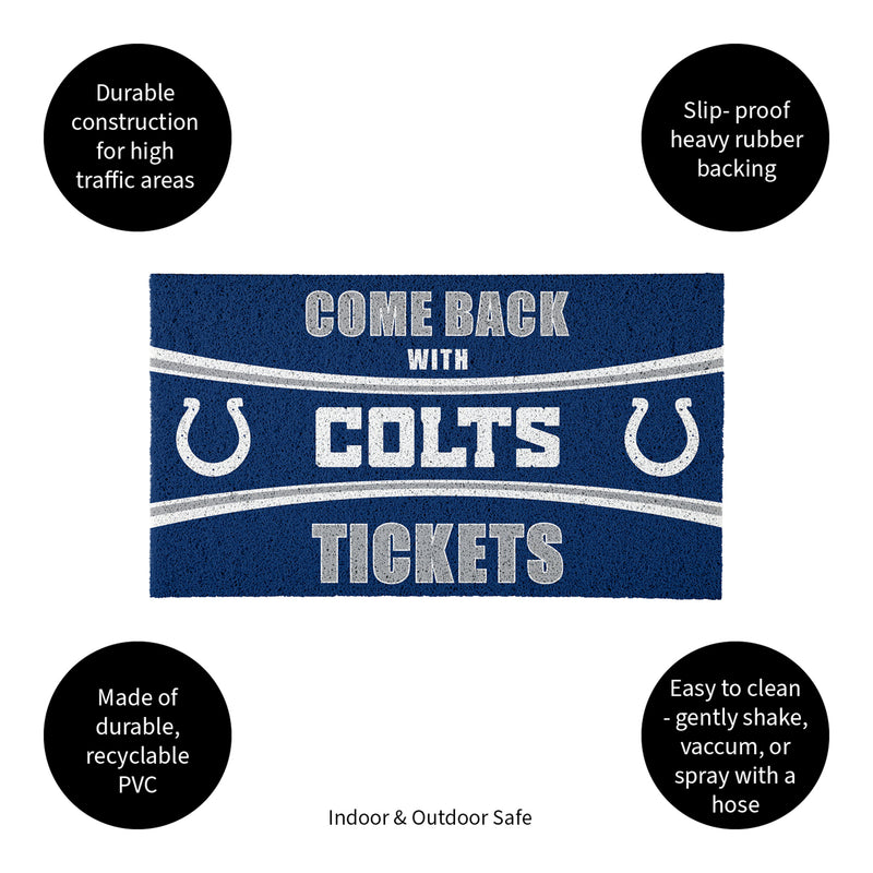 28" x 16" PVC Trapper Mat, Come Back with Tickets, Indianapolis Colts
