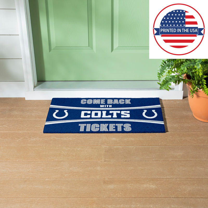 28" x 16" PVC Trapper Mat, Come Back with Tickets, Indianapolis Colts