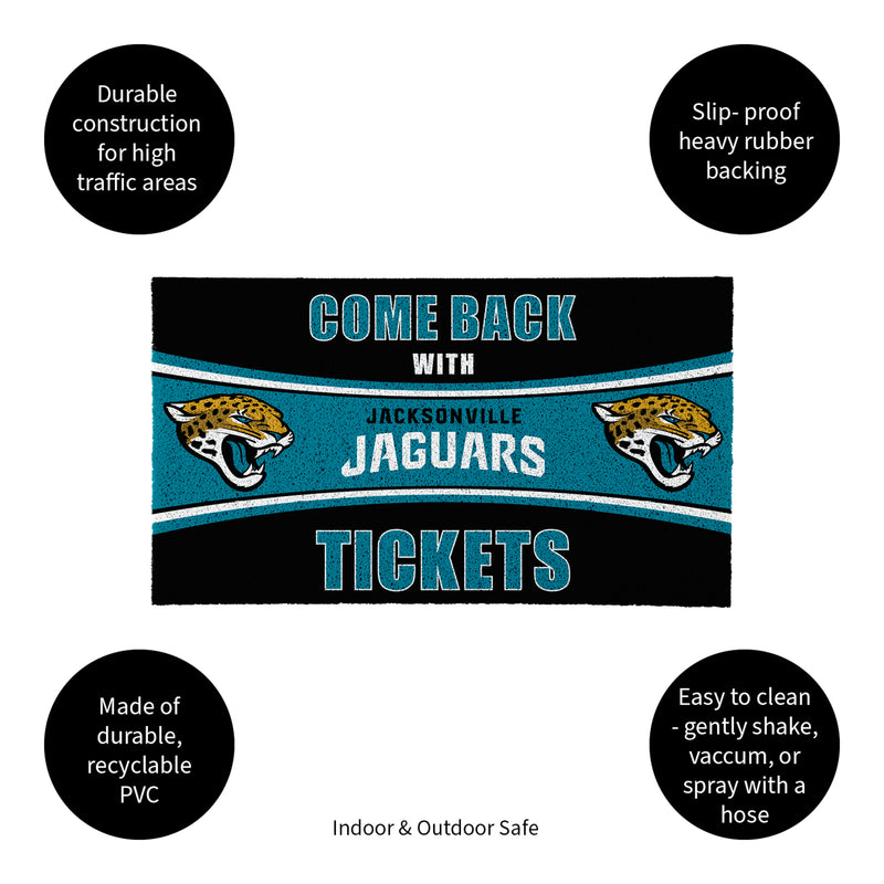 28" x 16" PVC Trapper Mat, Come Back with Tickets, Jacksonville Jaguars