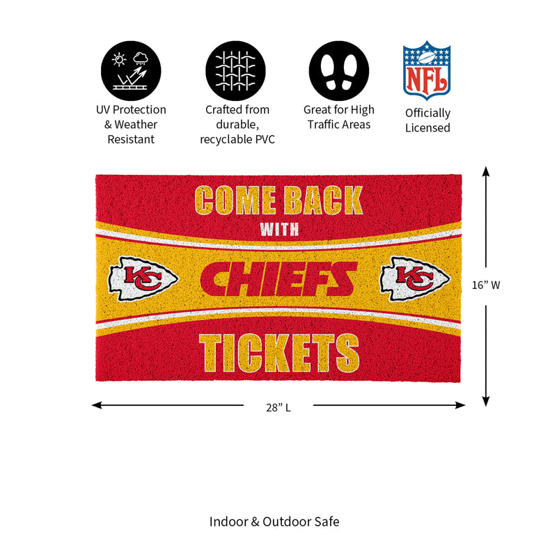 28" x 16" PVC Trapper Mat, Come Back with Tickets, Kansas City Chiefs
