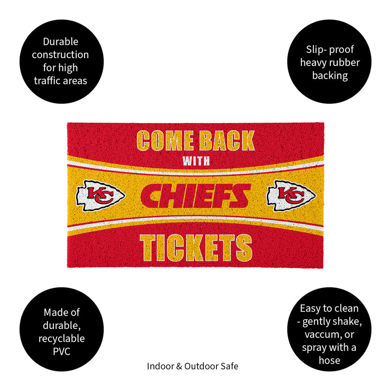 28" x 16" PVC Trapper Mat, Come Back with Tickets, Kansas City Chiefs