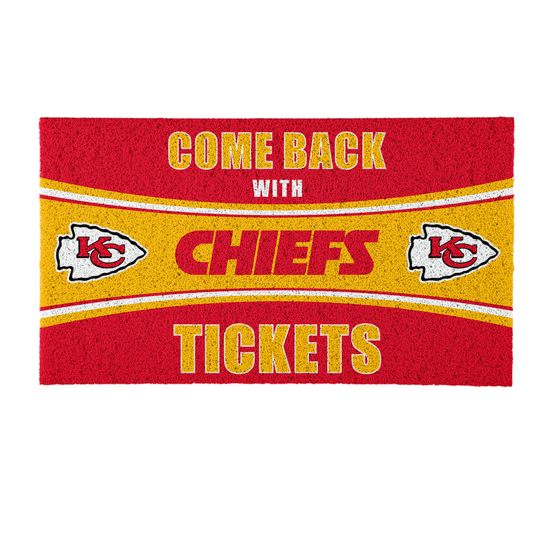 28" x 16" PVC Trapper Mat, Come Back with Tickets, Kansas City Chiefs