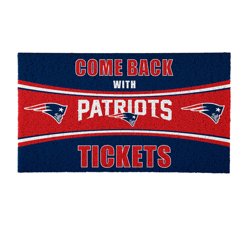 28" x 16" PVC Trapper Mat, Come Back with Tickets, New England Patriots