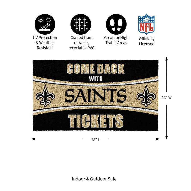 28" x 16" PVC Trapper Mat, Come Back with Tickets, New Orleans Saints