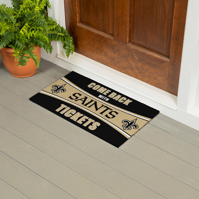 28" x 16" PVC Trapper Mat, Come Back with Tickets, New Orleans Saints