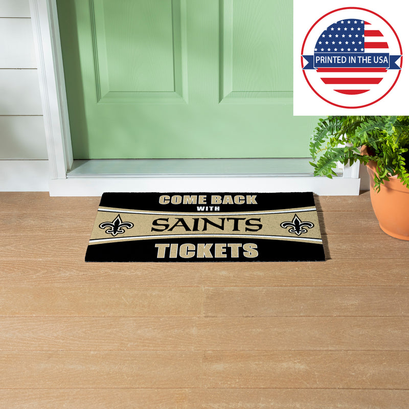 28" x 16" PVC Trapper Mat, Come Back with Tickets, New Orleans Saints