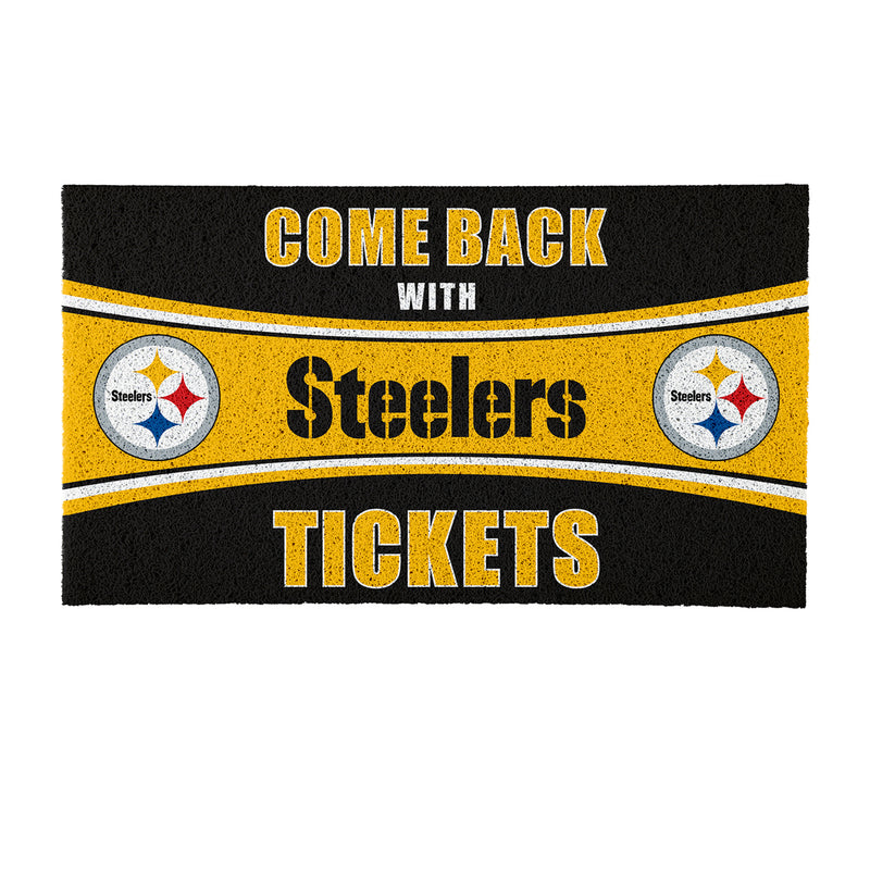 28" x 16" PVC Trapper Mat, Come Back with Tickets, Pittsburgh Steelers