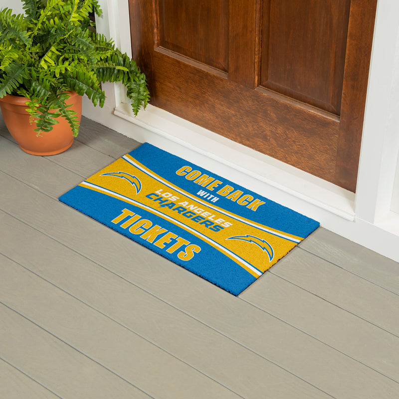 28" x 16" PVC Trapper Mat, Come Back with Tickets, Los Angeles Chargers