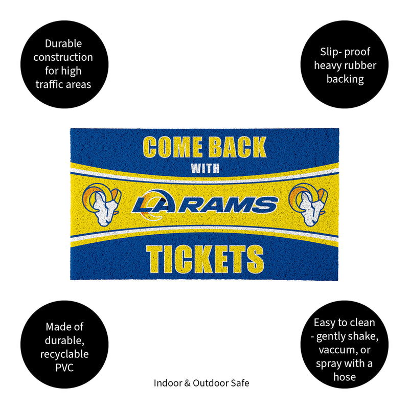 28" x 16" PVC Trapper Mat, Come Back with Tickets, Los Angeles Rams