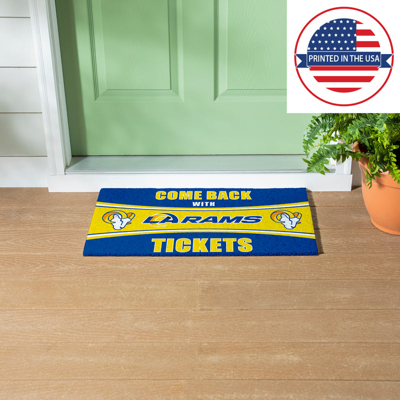 28" x 16" PVC Trapper Mat, Come Back with Tickets, Los Angeles Rams