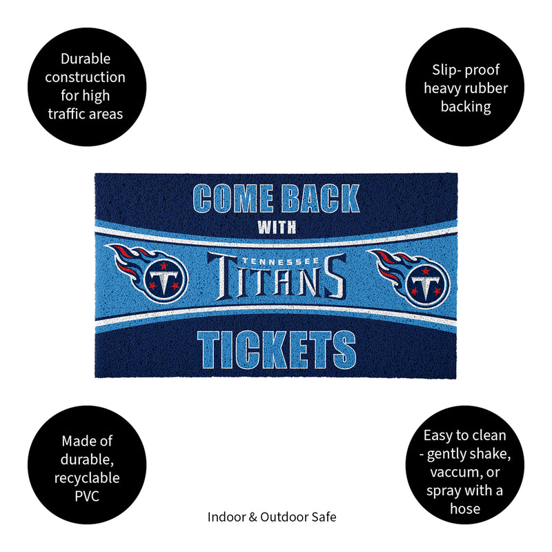 28" x 16" PVC Trapper Mat, Come Back with Tickets, Tennessee Titans