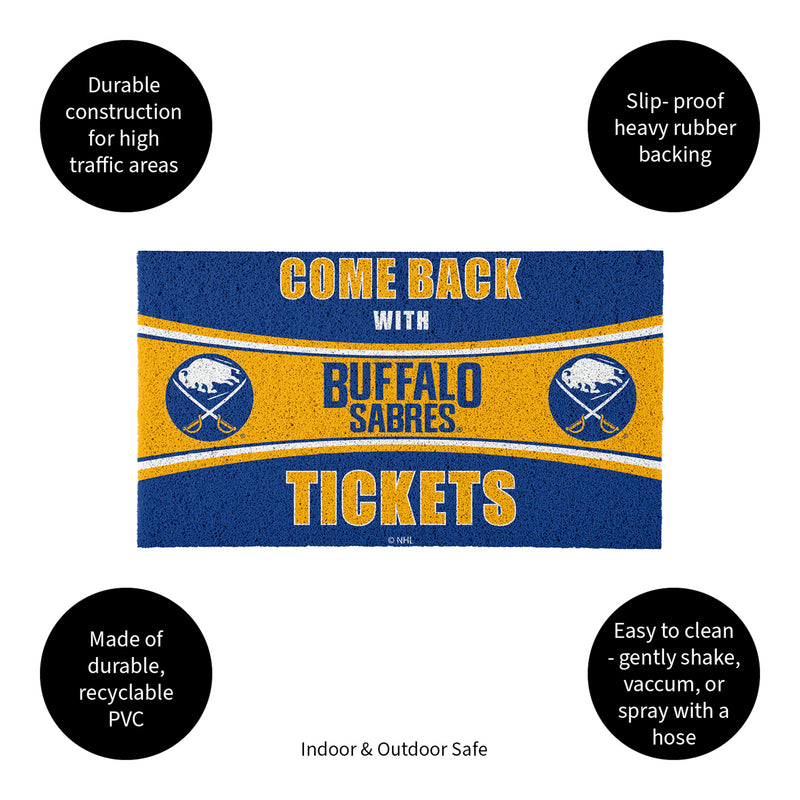 28" x 16" PVC Trapper Mat, Come Back with Tickets, Buffalo Sabres