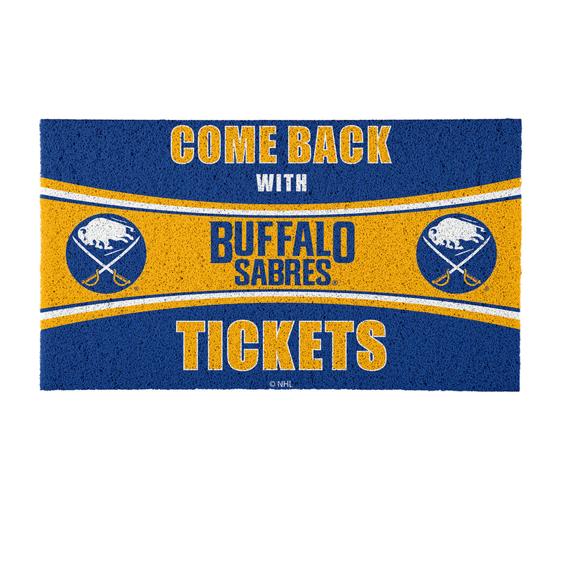 28" x 16" PVC Trapper Mat, Come Back with Tickets, Buffalo Sabres
