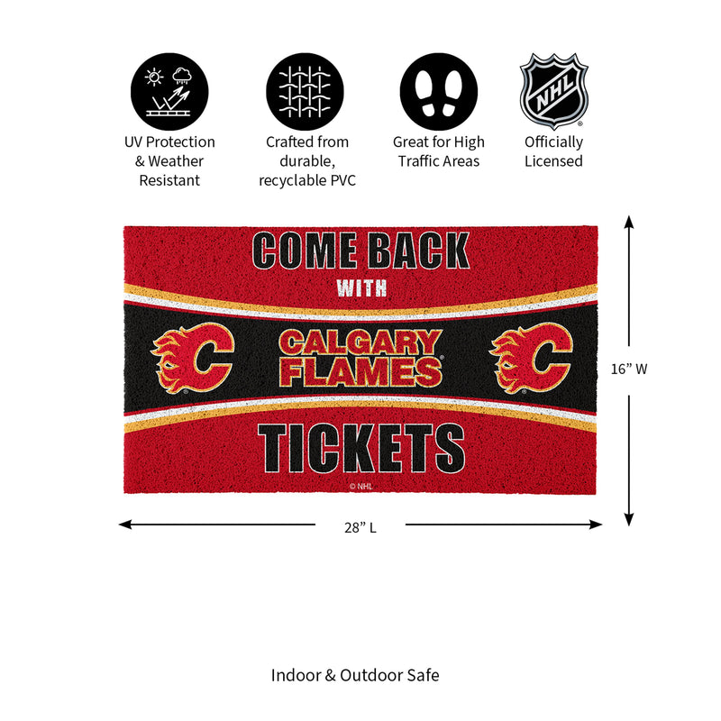 28" x 16" PVC Trapper Mat, Come Back with Tickets, Calgary Flames