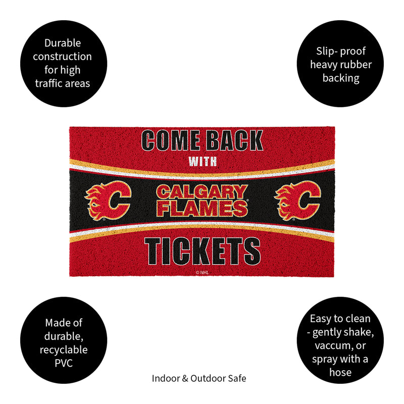 28" x 16" PVC Trapper Mat, Come Back with Tickets, Calgary Flames