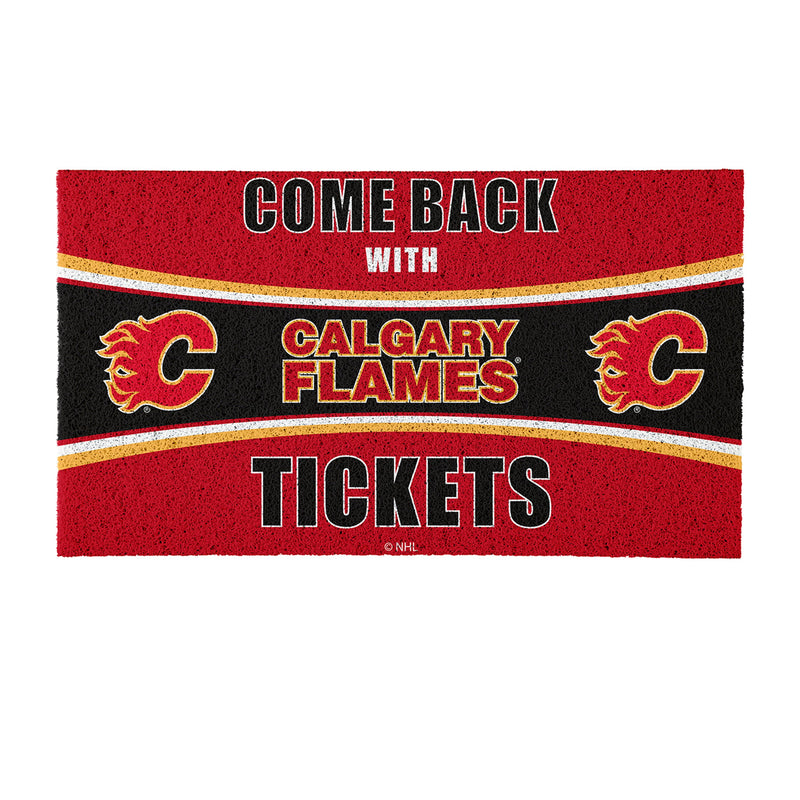 28" x 16" PVC Trapper Mat, Come Back with Tickets, Calgary Flames