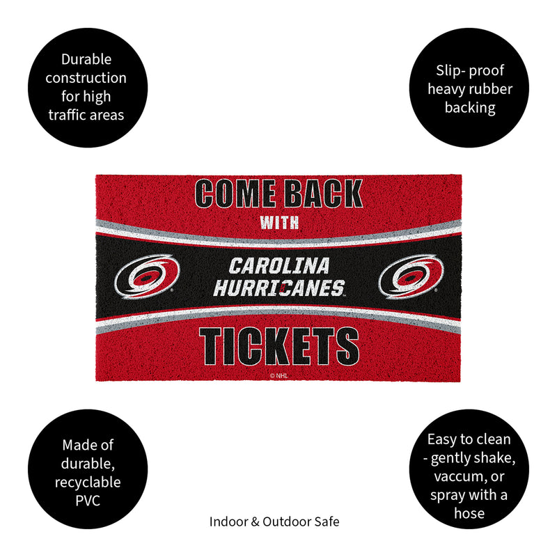 28" x 16" PVC Trapper Mat, Come Back with Tickets, Carolina Hurricanes