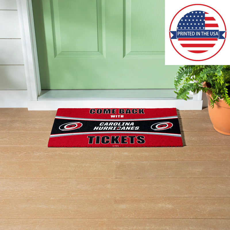 28" x 16" PVC Trapper Mat, Come Back with Tickets, Carolina Hurricanes