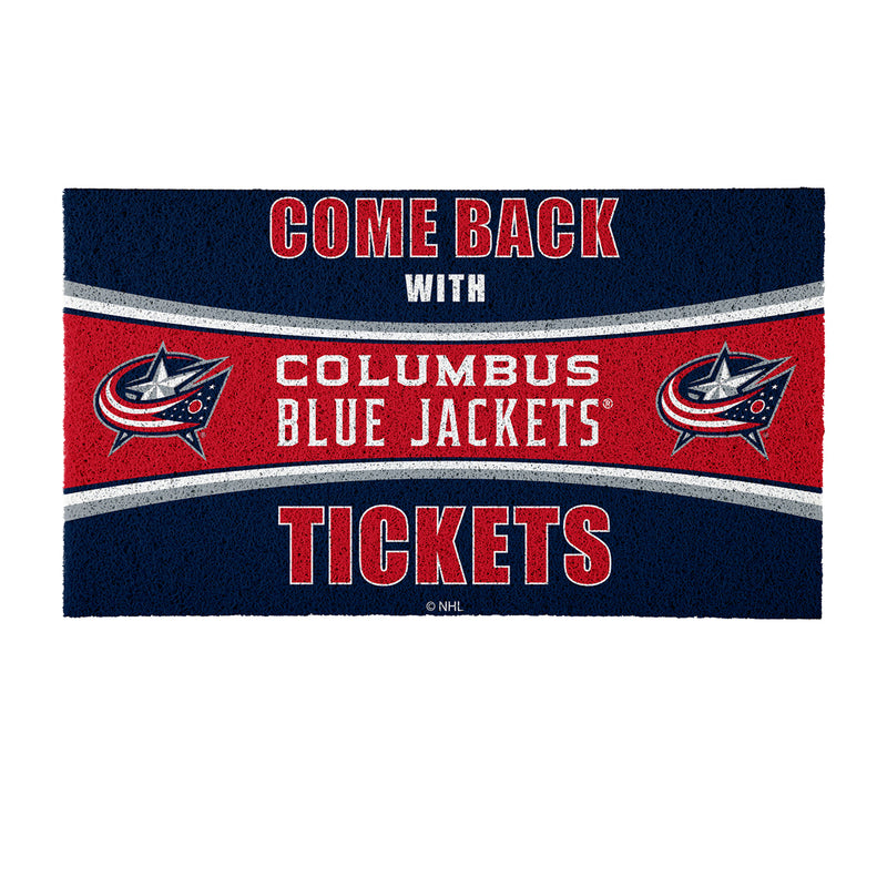 28" x 16" PVC Trapper Mat, Come Back with Tickets, Columbus Blue Jackets