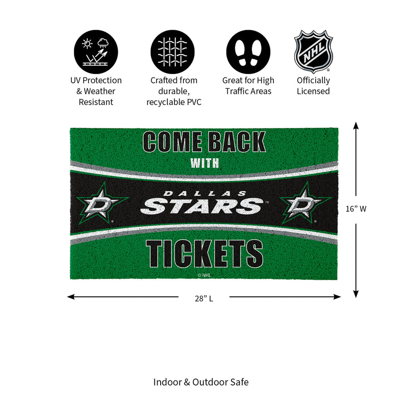 28" x 16" PVC Trapper Mat, Come Back with Tickets, Dallas Stars