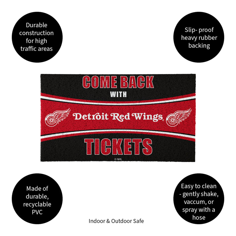 28" x 16" PVC Trapper Mat, Come Back with Tickets, Detroit Red Wings