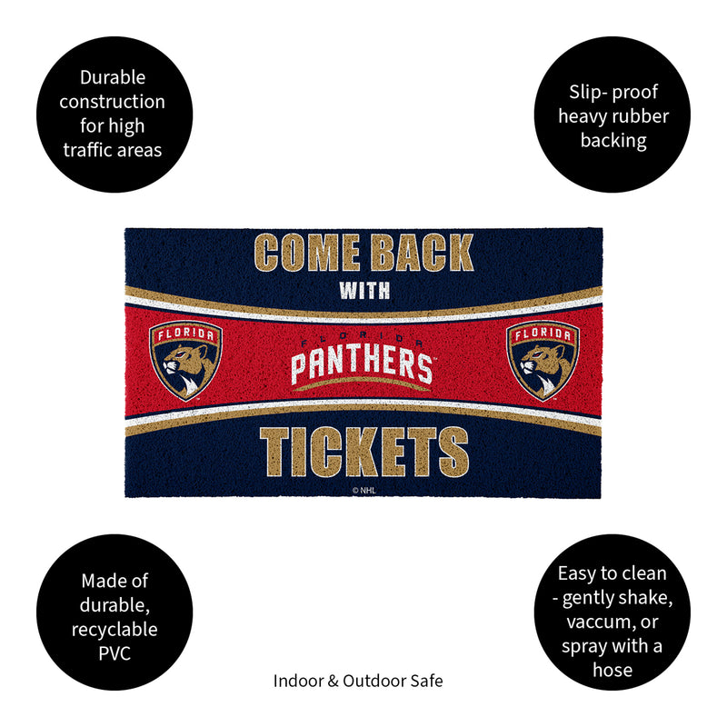 28" x 16" PVC Trapper Mat, Come Back with Tickets, Florida Panthers