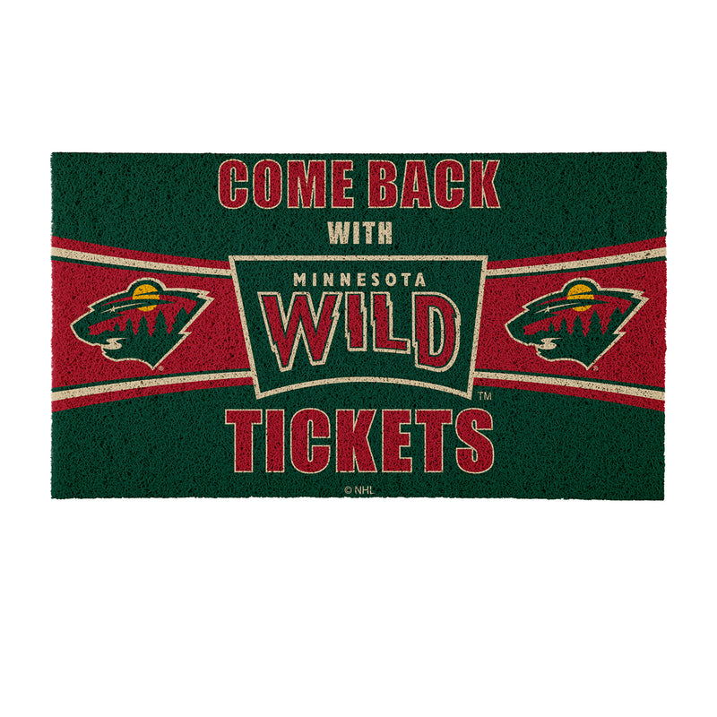 28" x 16" PVC Trapper Mat, Come Back with Tickets, Minnesota Wild